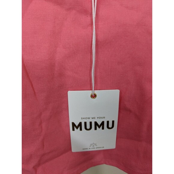 Show Me Your Mumu Tara Crop Top Square Neck Flamingo Pink Linen Blend Small - Picture 10 of 10